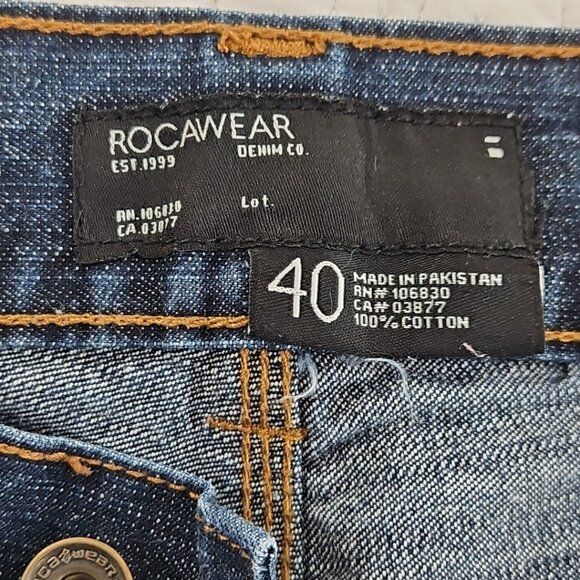 Vintage Y2K Rocawear Jeans Men's 40x34 Med Wash Wide Leg RN# 106830 Logo Pocket - Picture 16 of 16